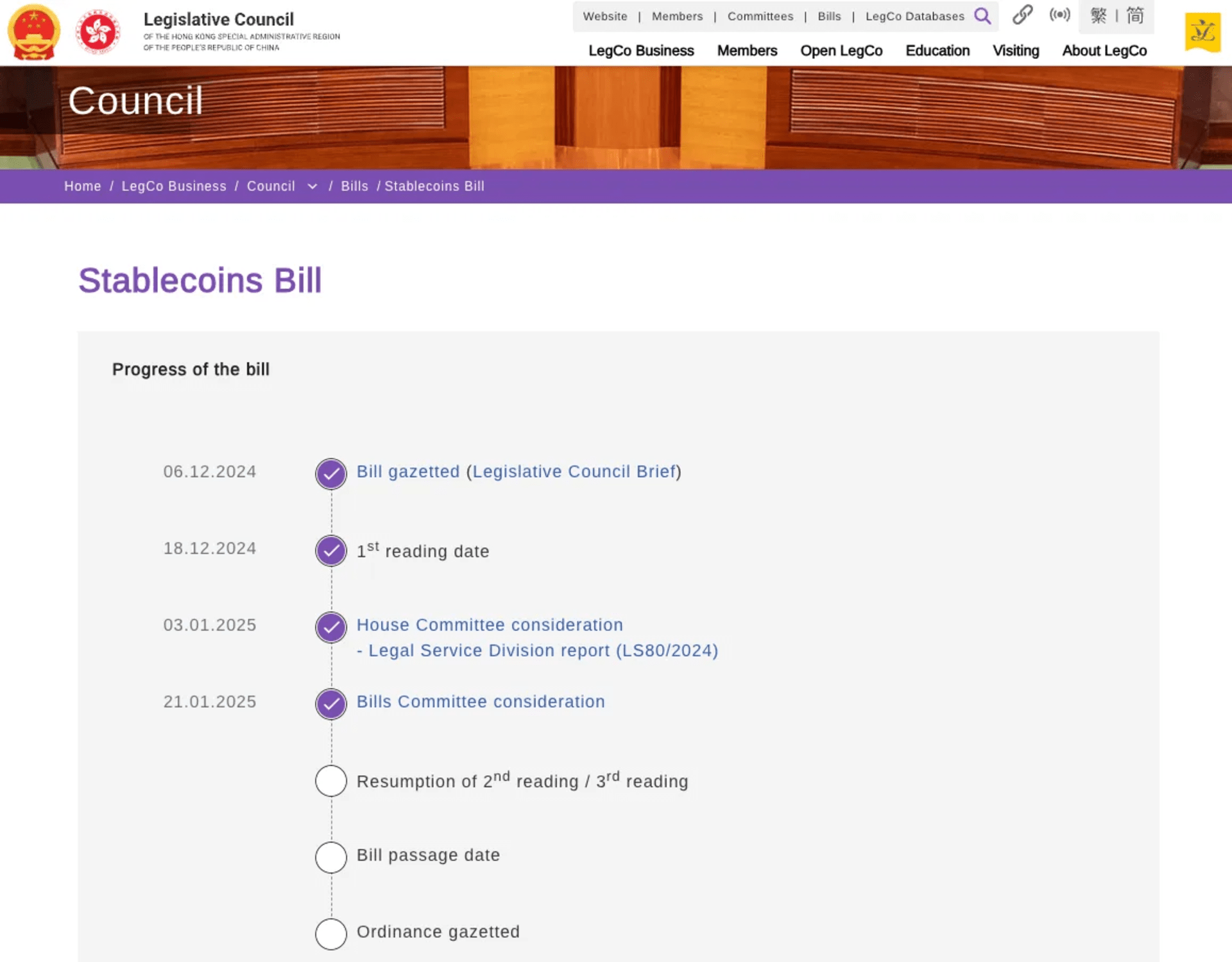 Figure 7: Stablecoins Bill Legislation Progress