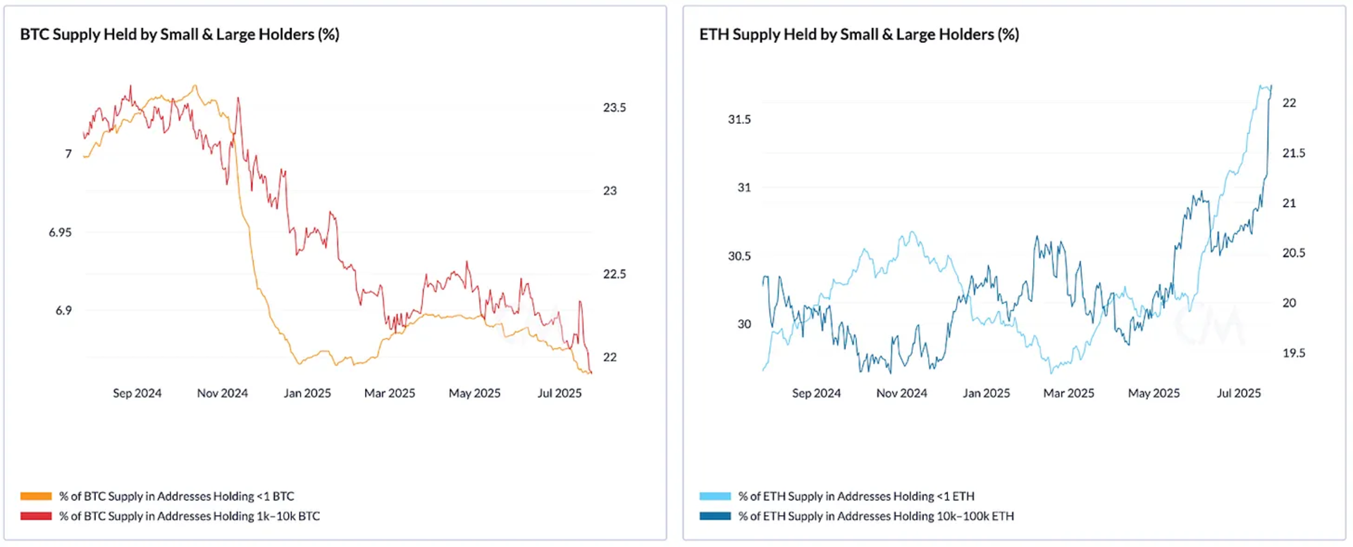 BTC & ETH 链上钱包持币统计