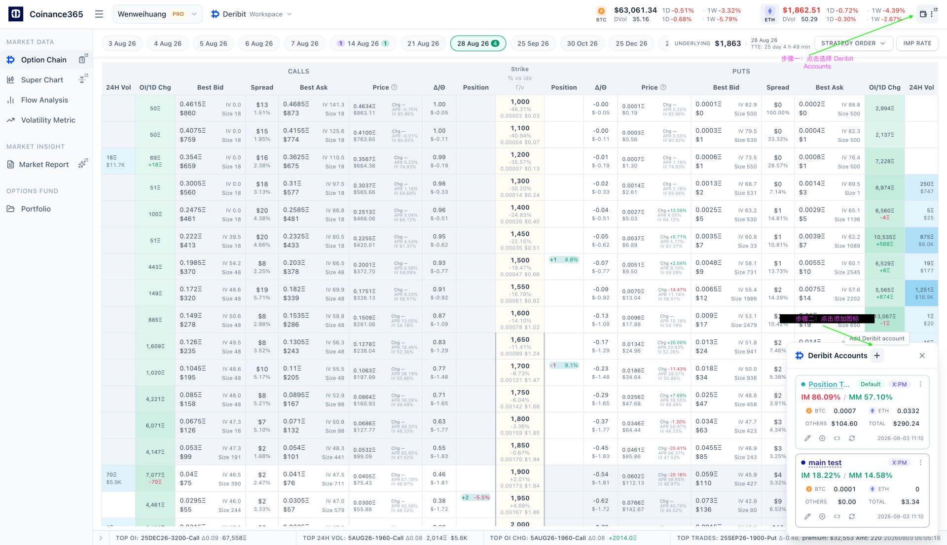 Coinance365 绑定 Deribit API key