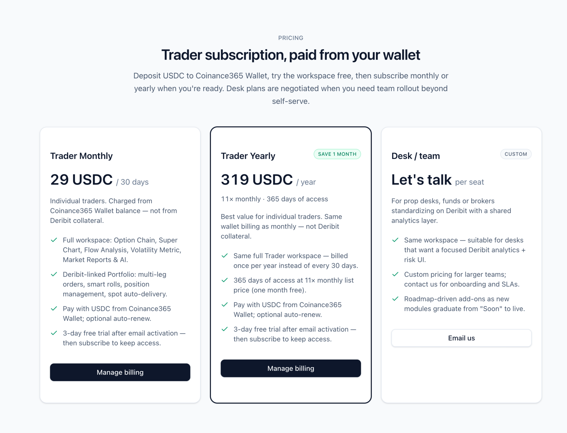 Coinance365.com BTC/ETH 期权交易工具支持年度订阅